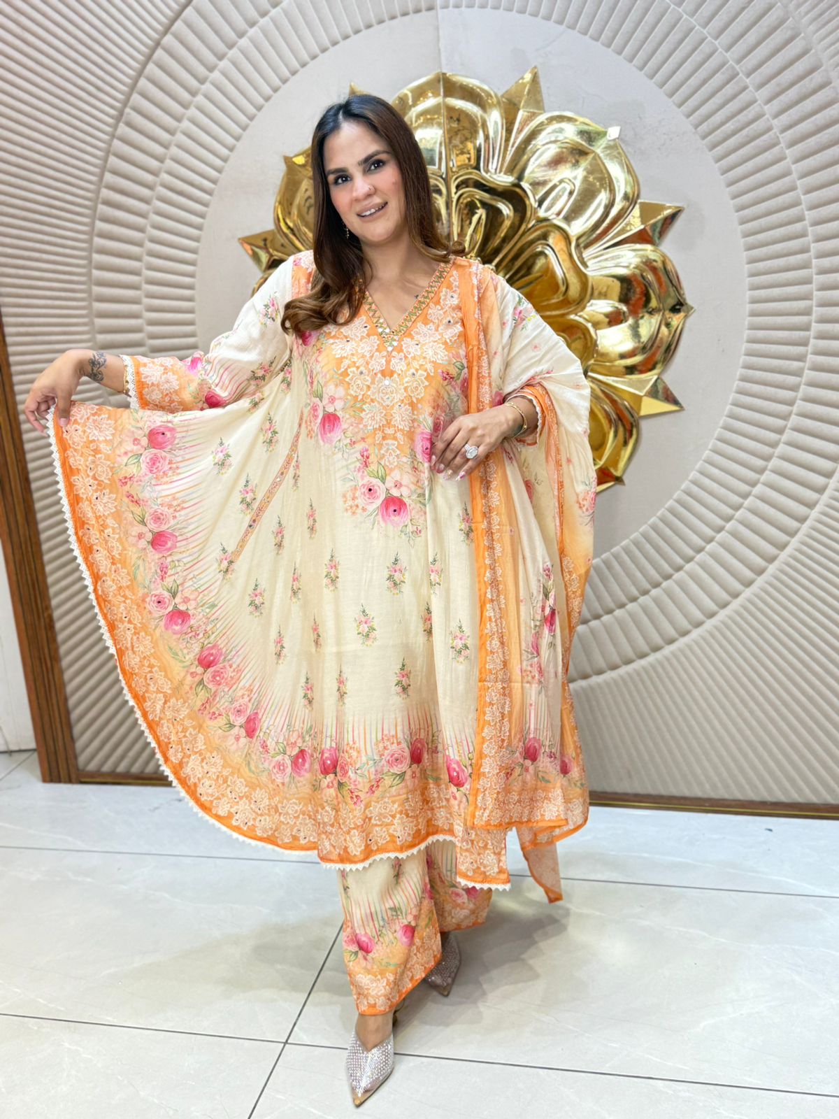 Beautiful Floral Print Anarkali Suit PC2799