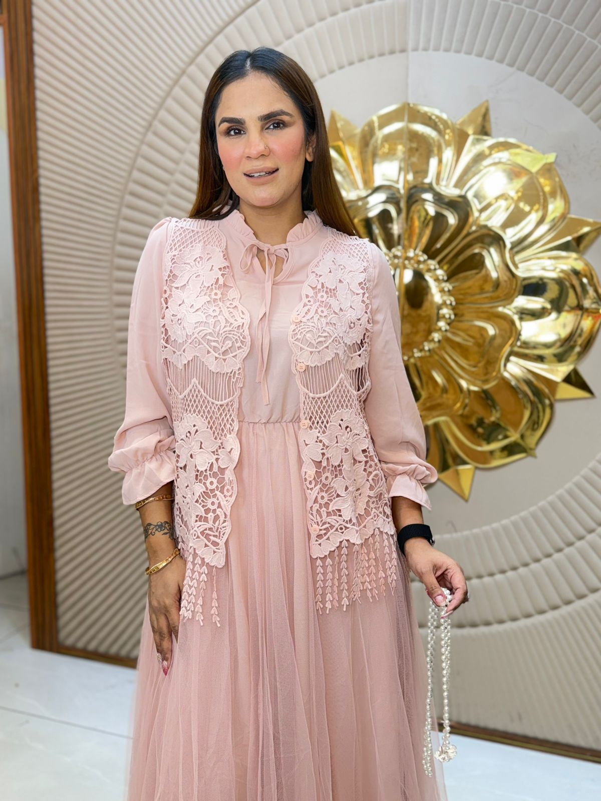 Beautiful Long Dress With Shrug PC2825