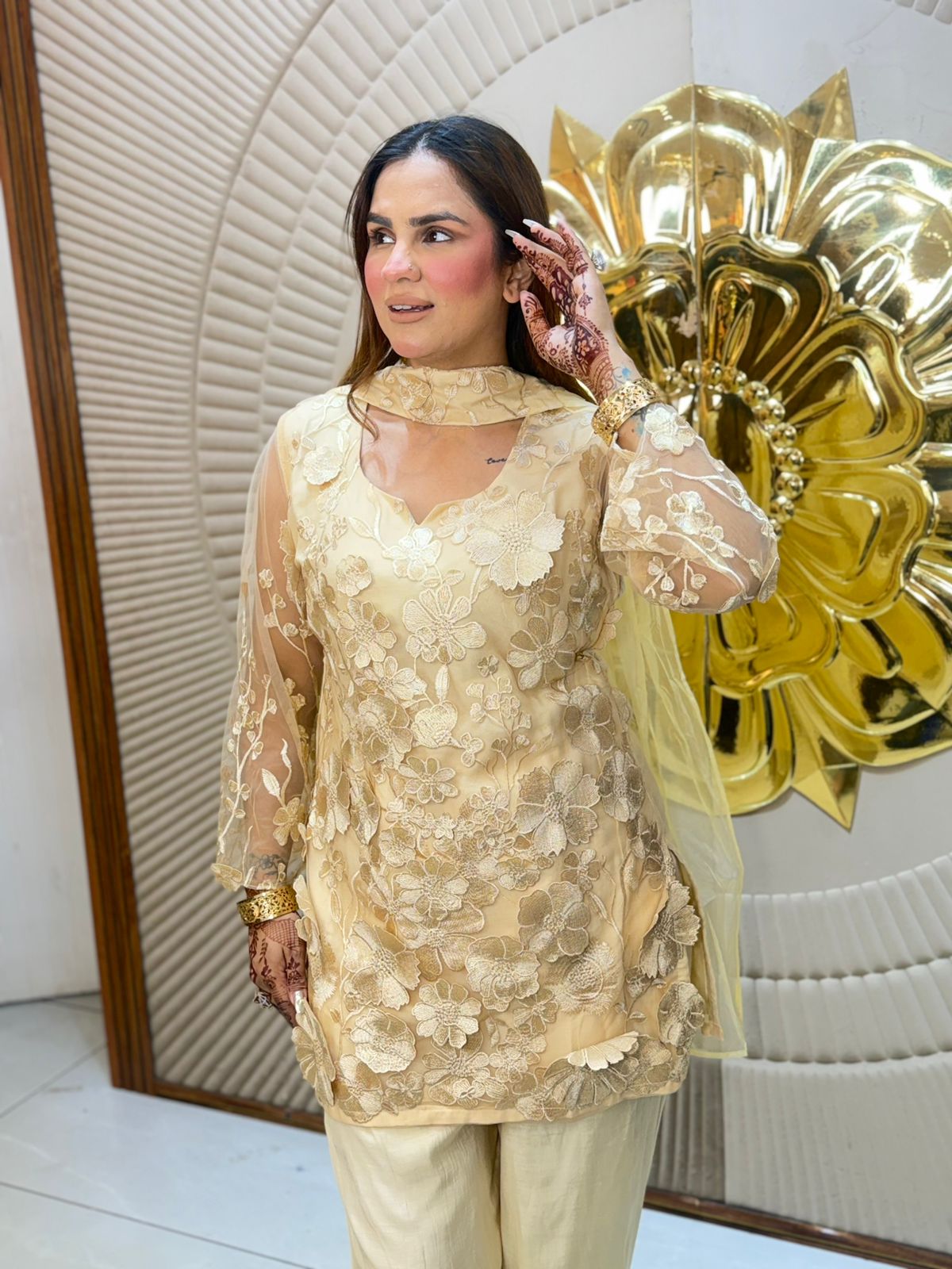 Beautiful 3D Floral Work Suit PC2869