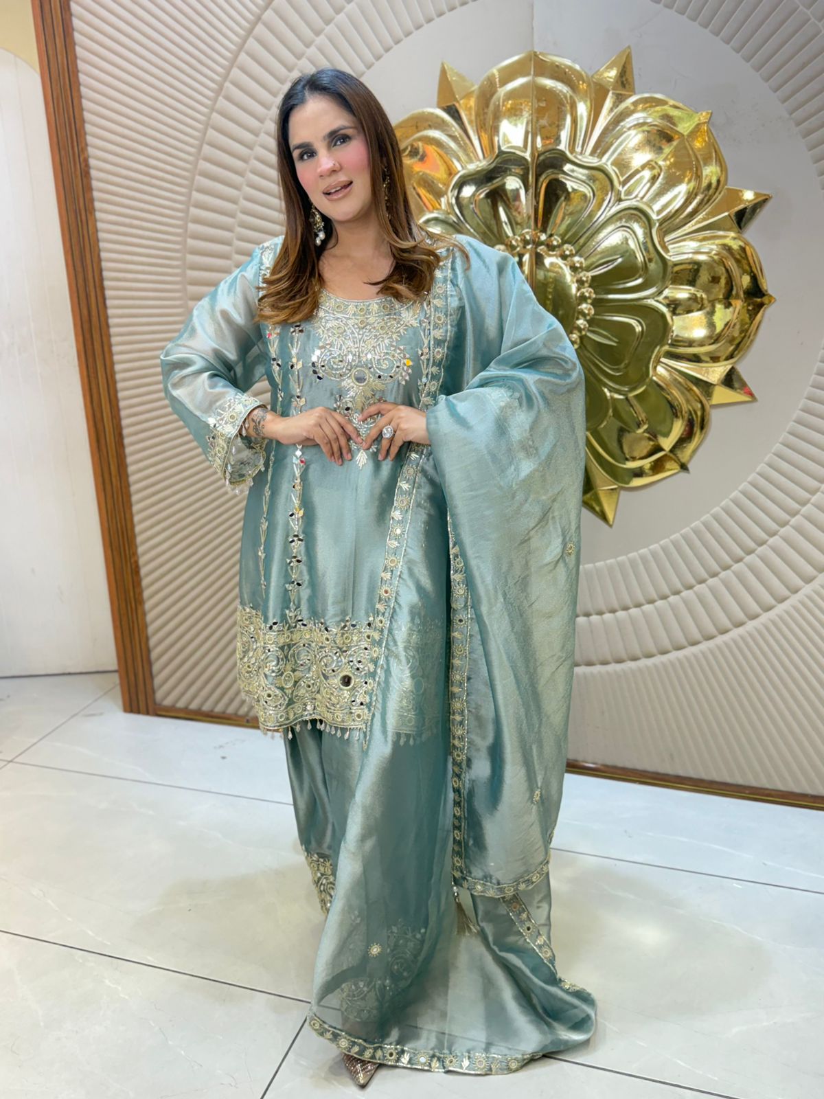 Beautiful Mirror Work Suit PC3079