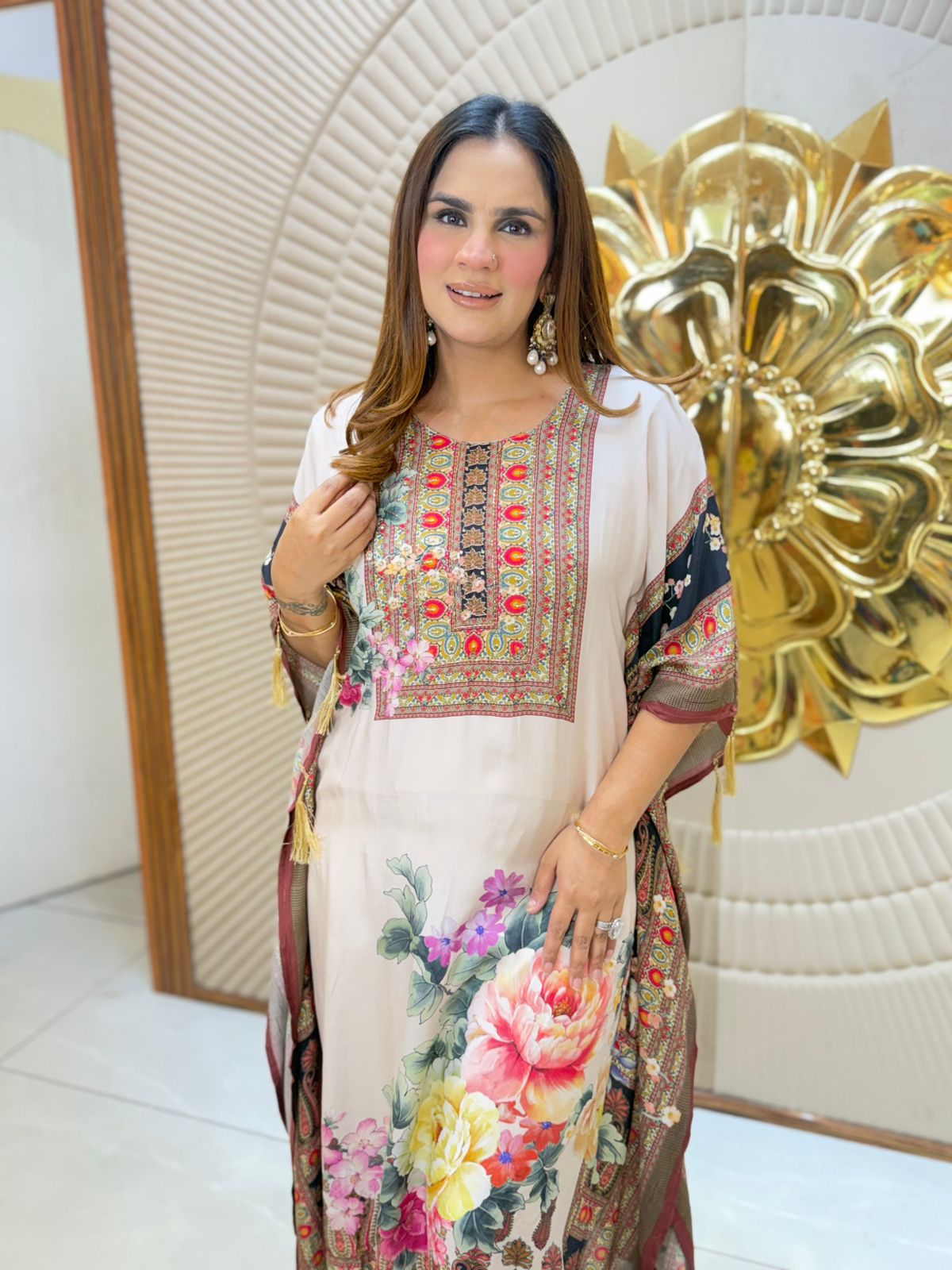 Beautiful Floral Print Kaftan Set PC3080