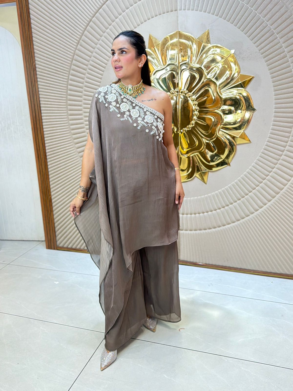 Stunning One Off- Shoulder Party Wear Dress PC3118
