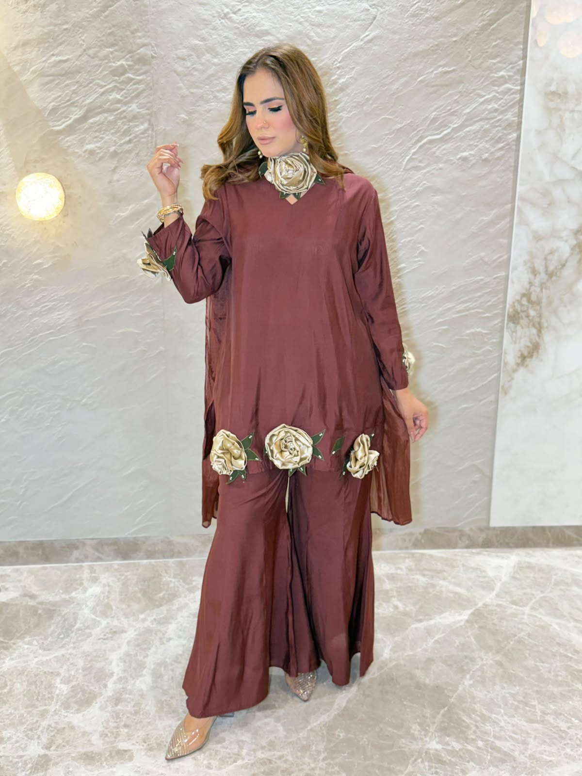 Stunning Suit with 3D Flower Work PC3177