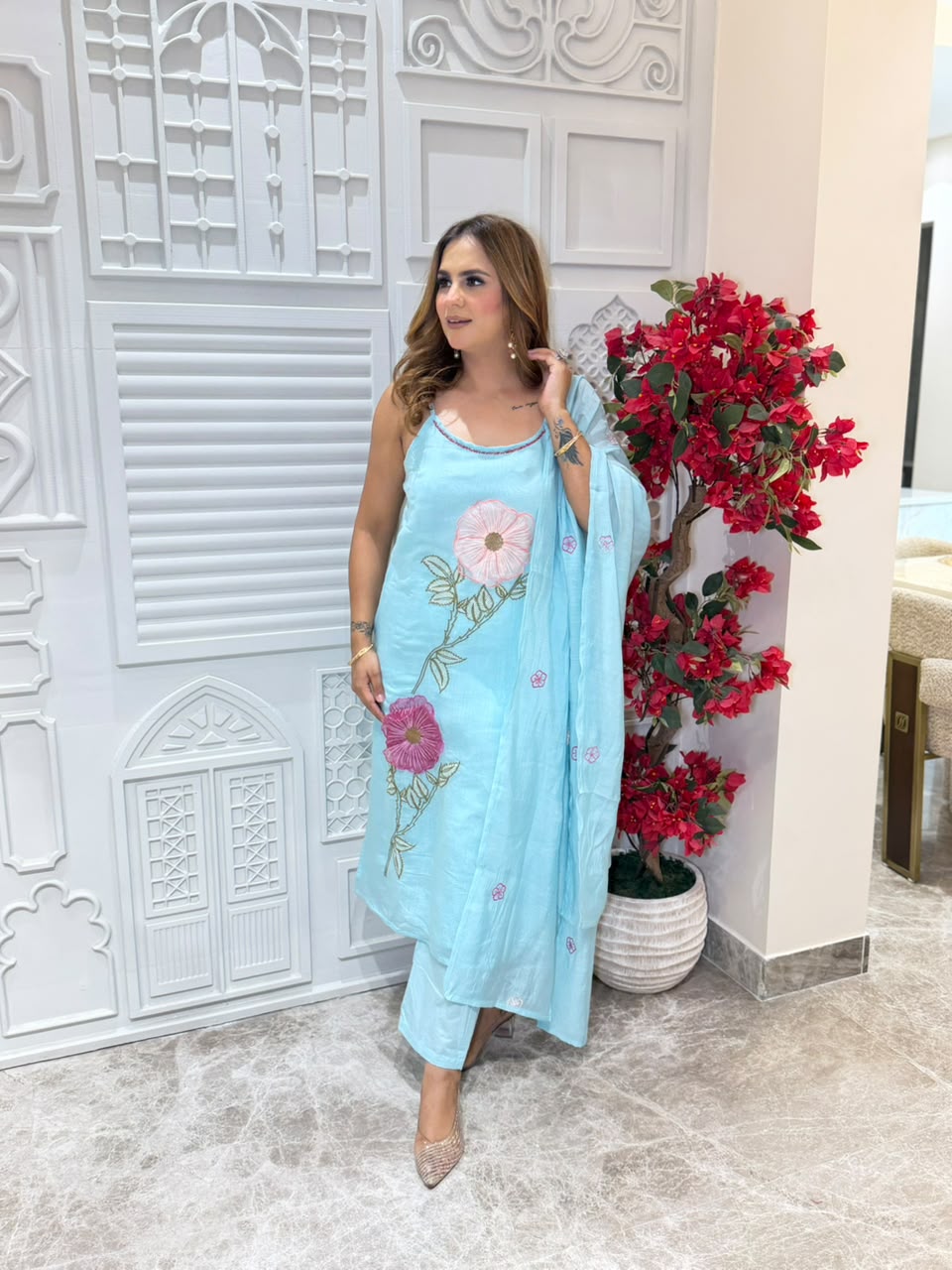 Beautiful Long Suit With Embroidery Work PC3262