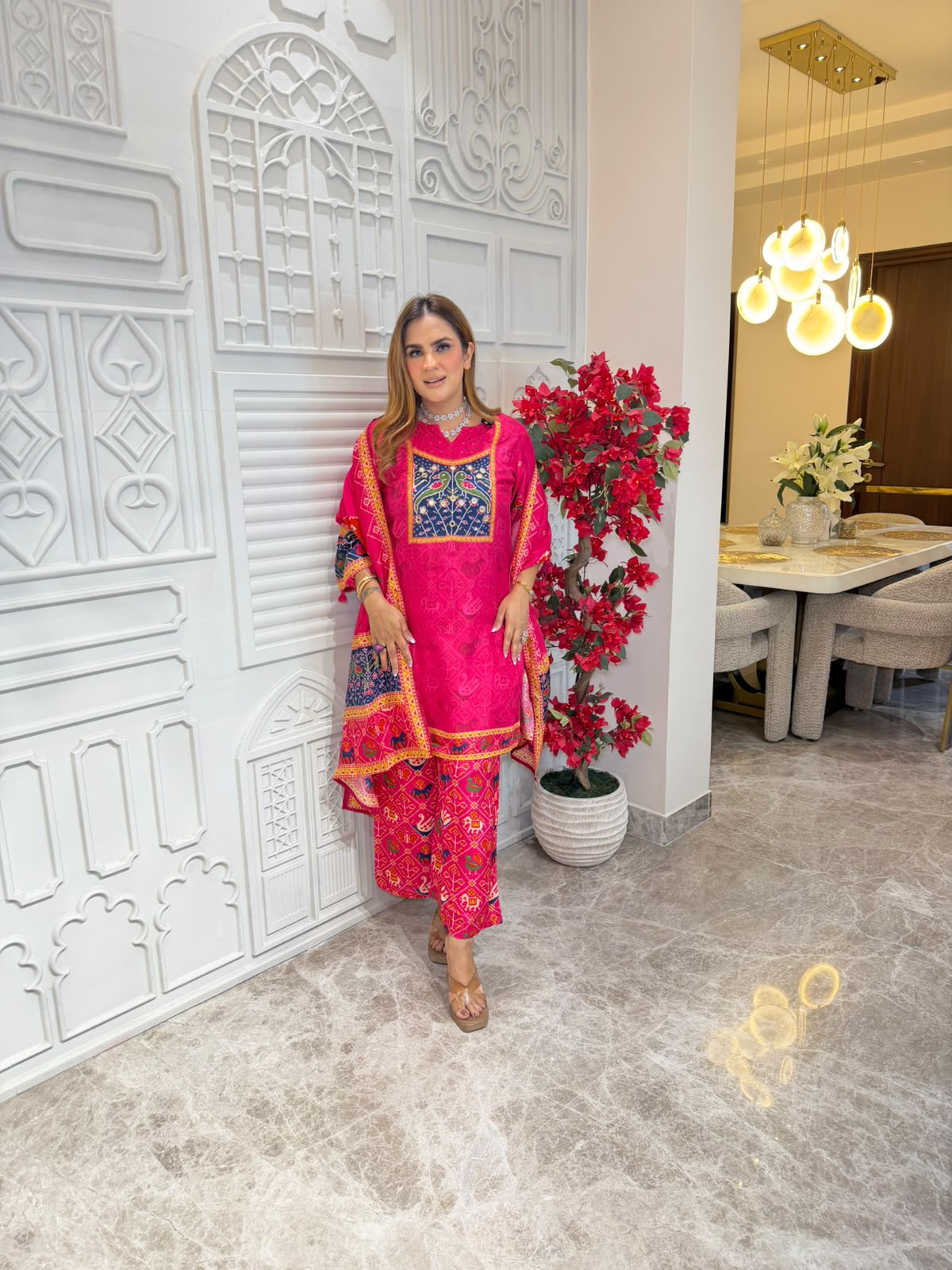 Elegant Suit With Printed Dupatta PC3308