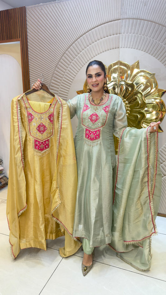 Beautiful tissue Anarkali suit set pc3329