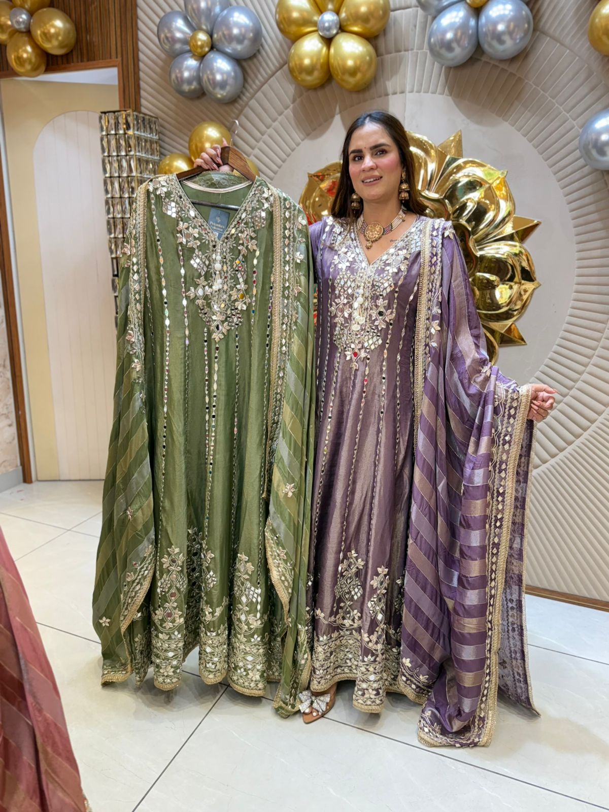 Beautiful Long Suit with Mirror Work PC1832