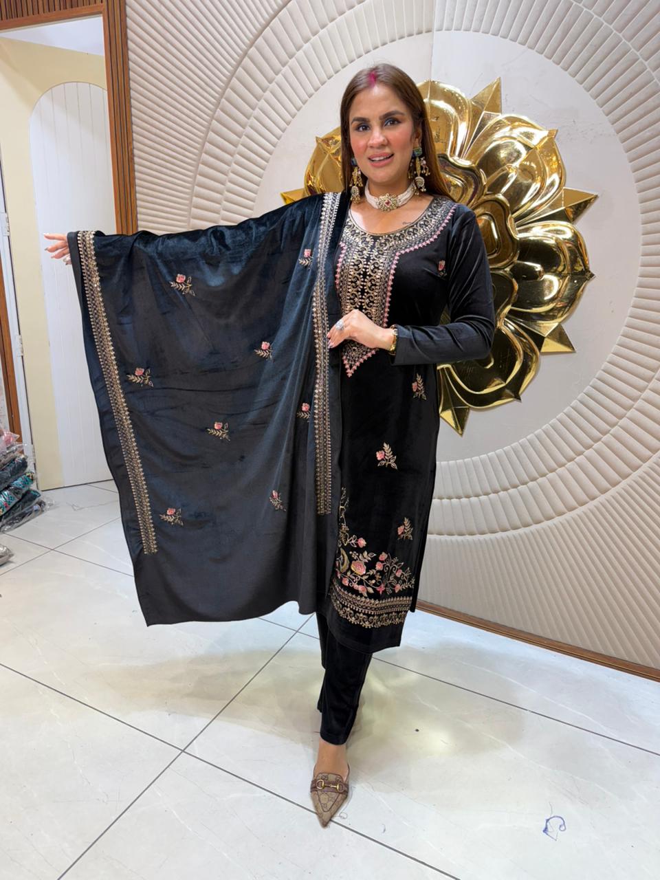 Stunning Velvet Indian Winter Suit PC2315