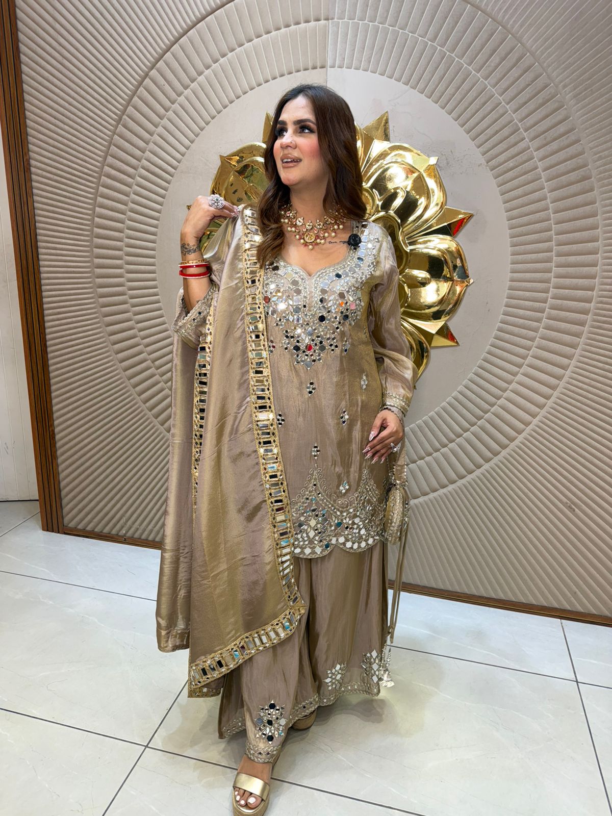 Elegant Suit With Mirror Work PC2667