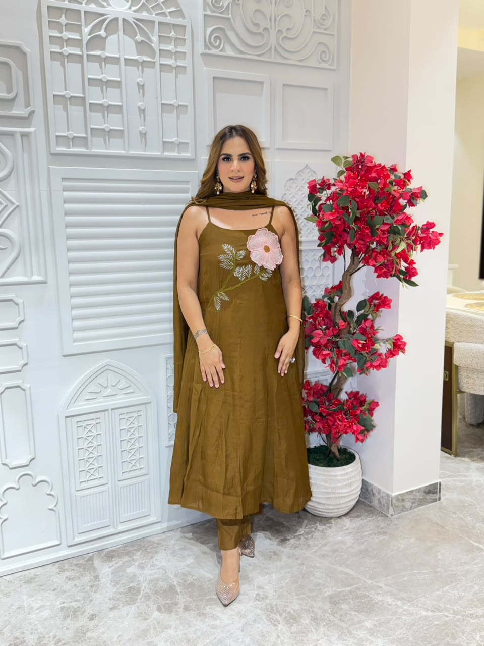 Beutiful elegant chanderi cotton suit pc3261