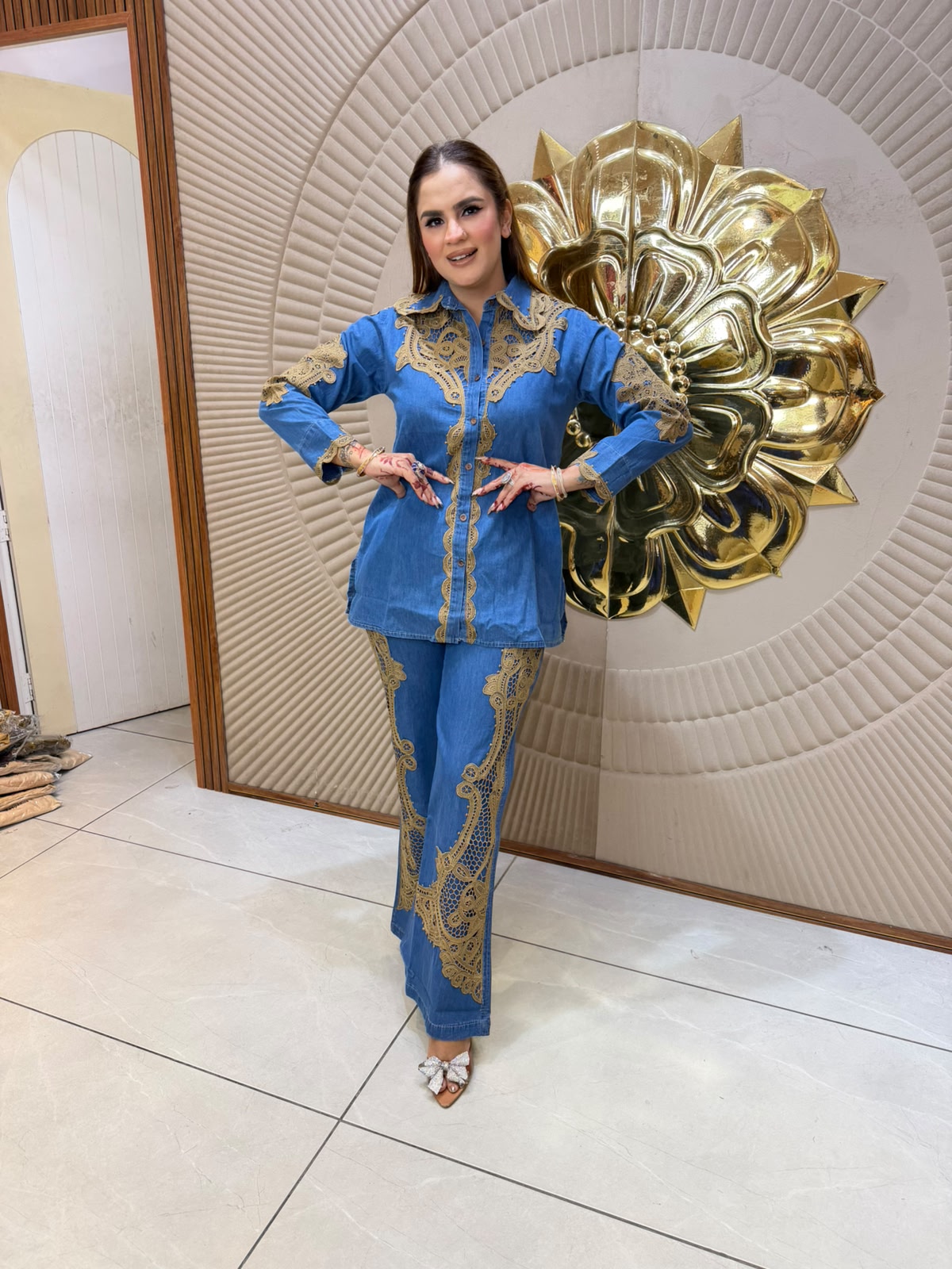 Beutiful elegant denim cordset pc3150