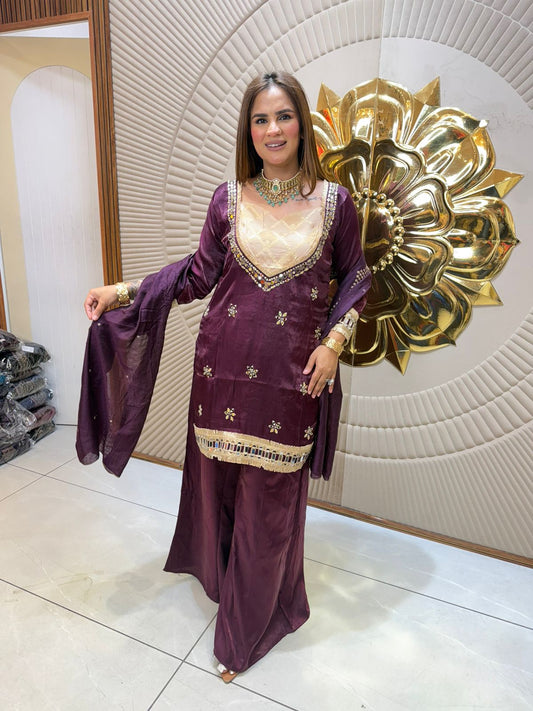 Elegant Full Sleeve Mirror  Work Suit PC2524