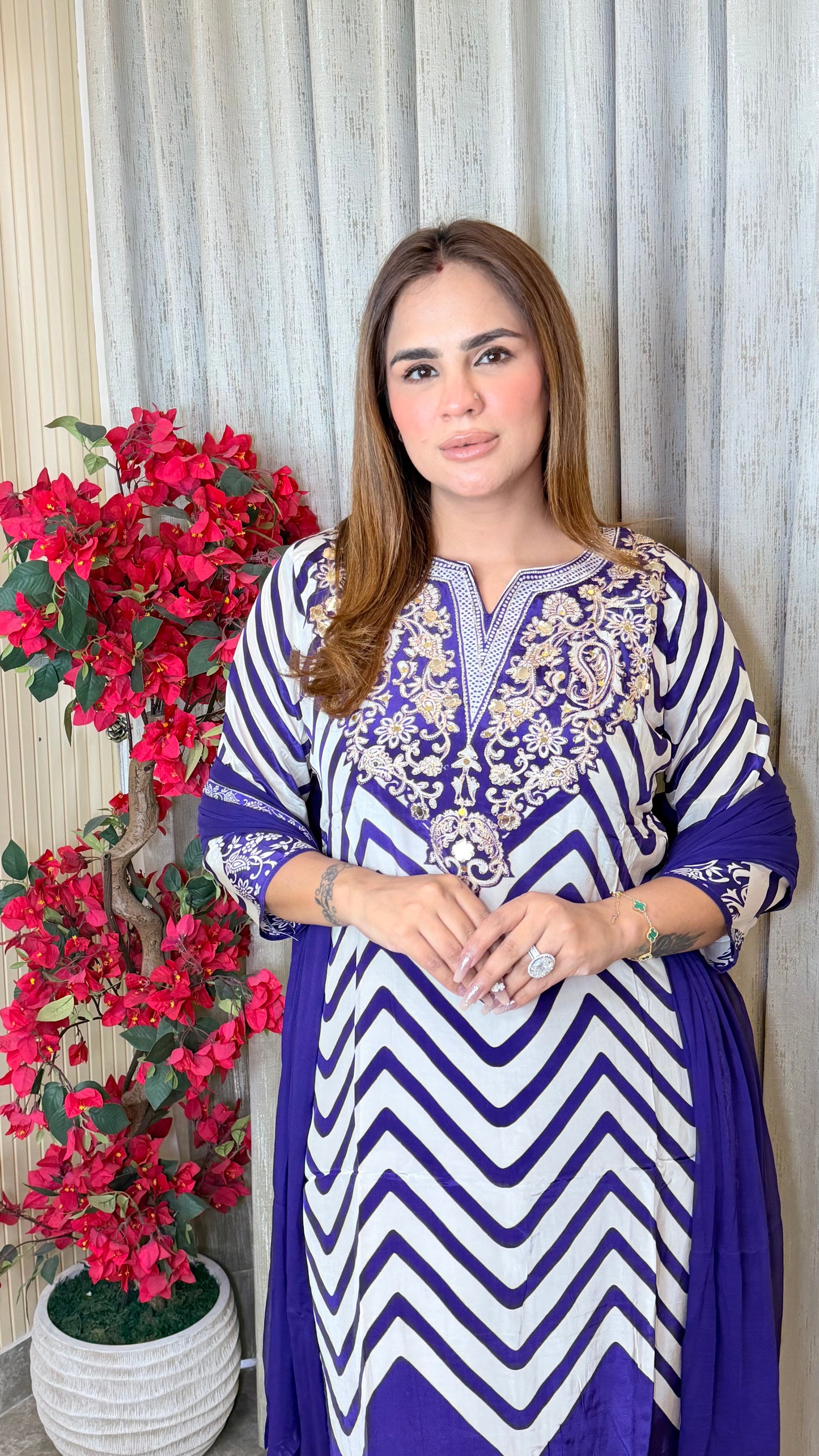 Purple printed suit set PC3491