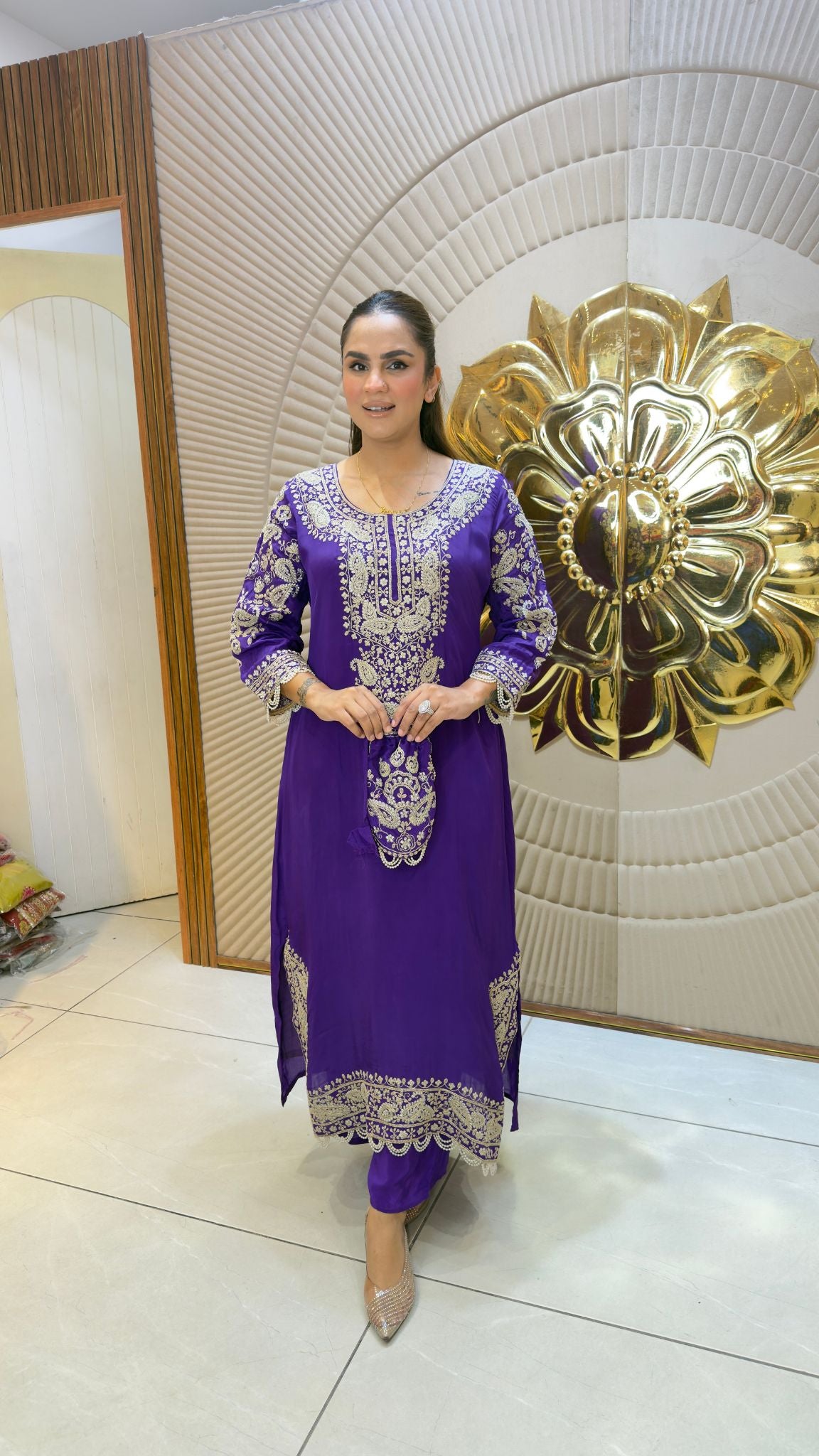 Beautiful royal purple ethnic suit set pc3389