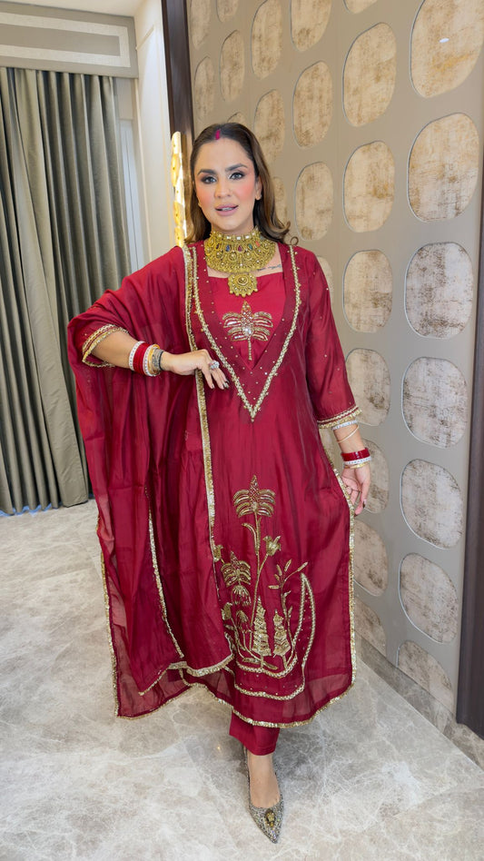 Beautiful ethnic three-piece kurta and trouser set  pc3363
