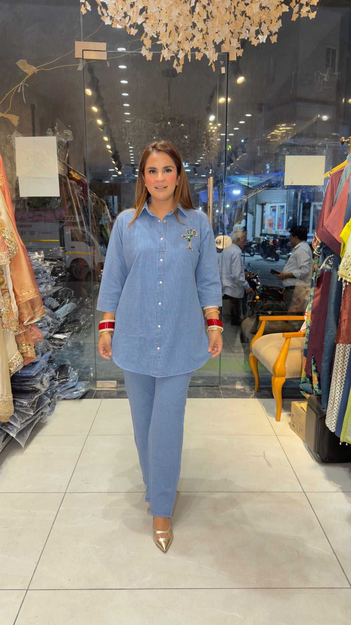 Beautiful denim or chambray co-ord set pc3825