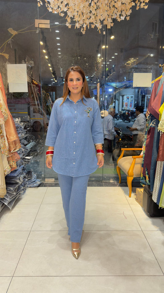 Beautiful denim or chambray co-ord set pc3825