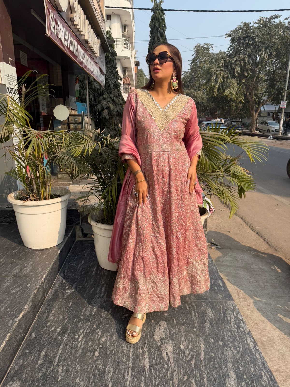 Beautiful Partywear Suit With Threadwork Design PC2547