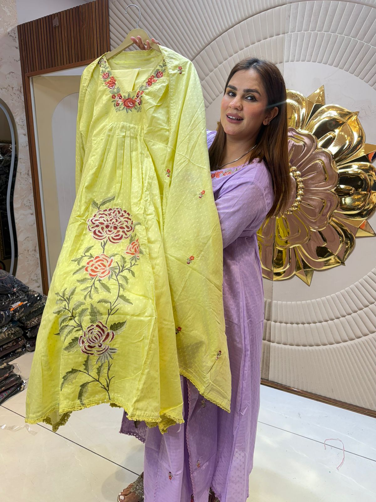 Elegant Long Suit With Threadwork  PC2546