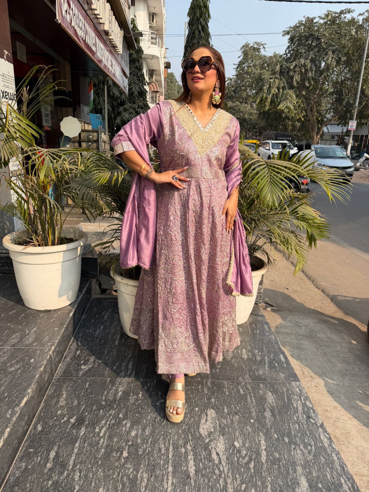 Beautiful Partywear Suit With Threadwork Design PC2547