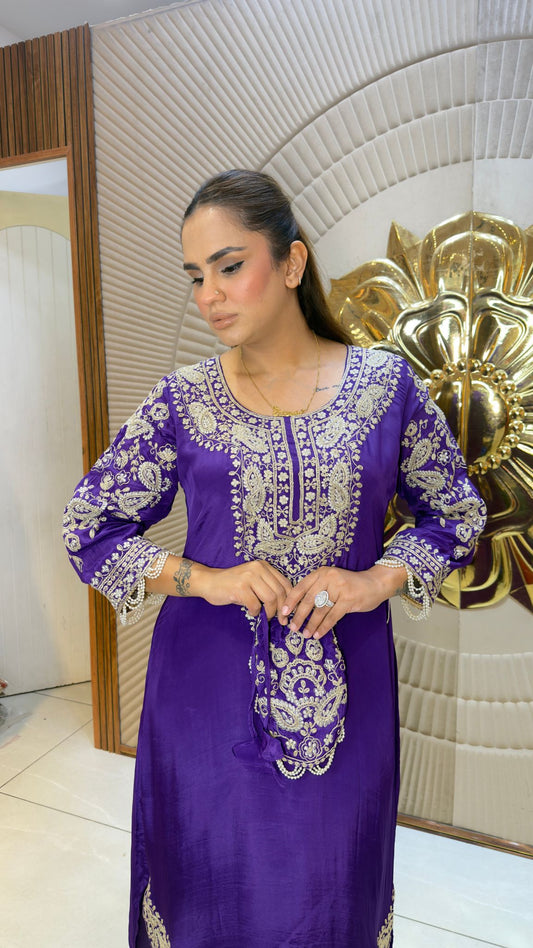 Beautiful royal purple ethnic suit set pc3389