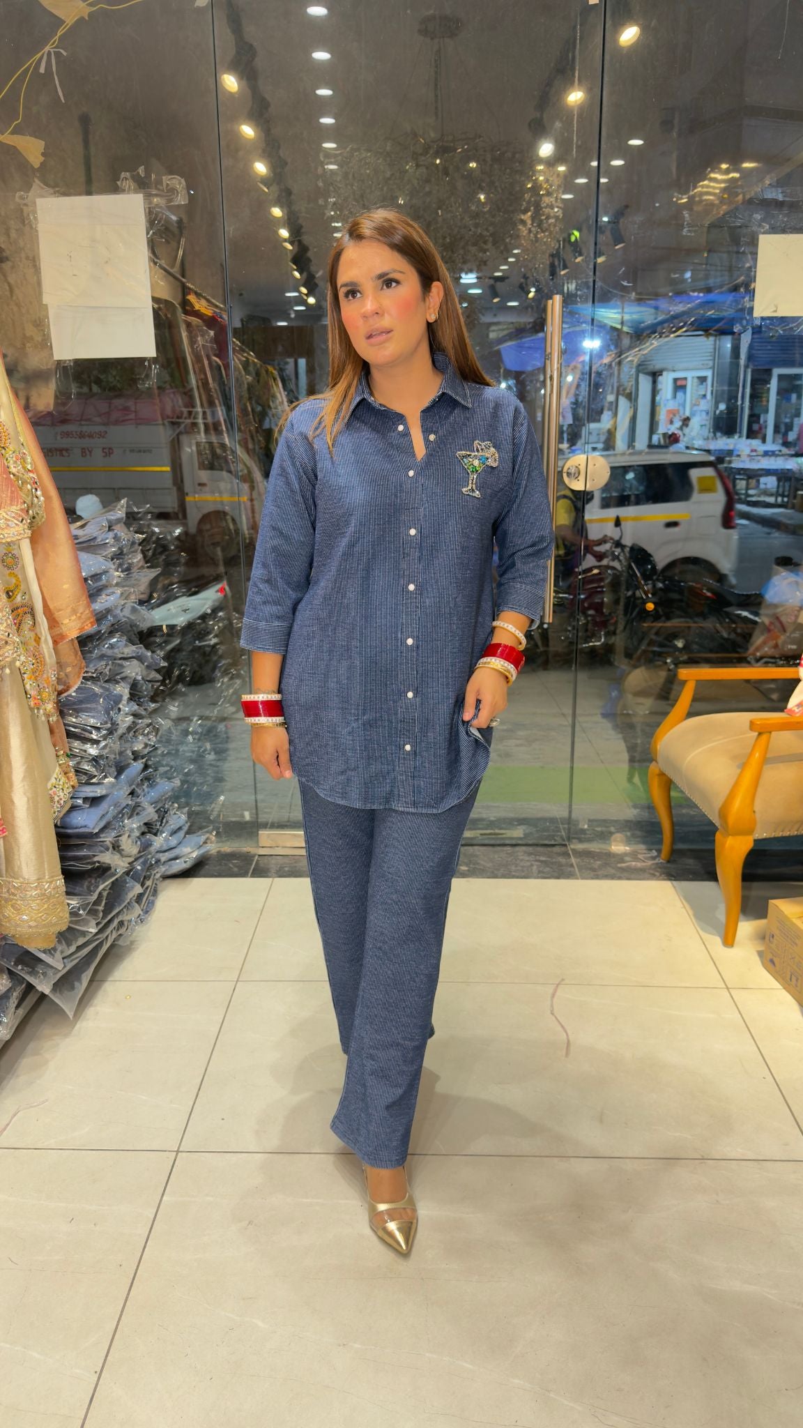 Beautiful denim or chambray co-ord set pc3825
