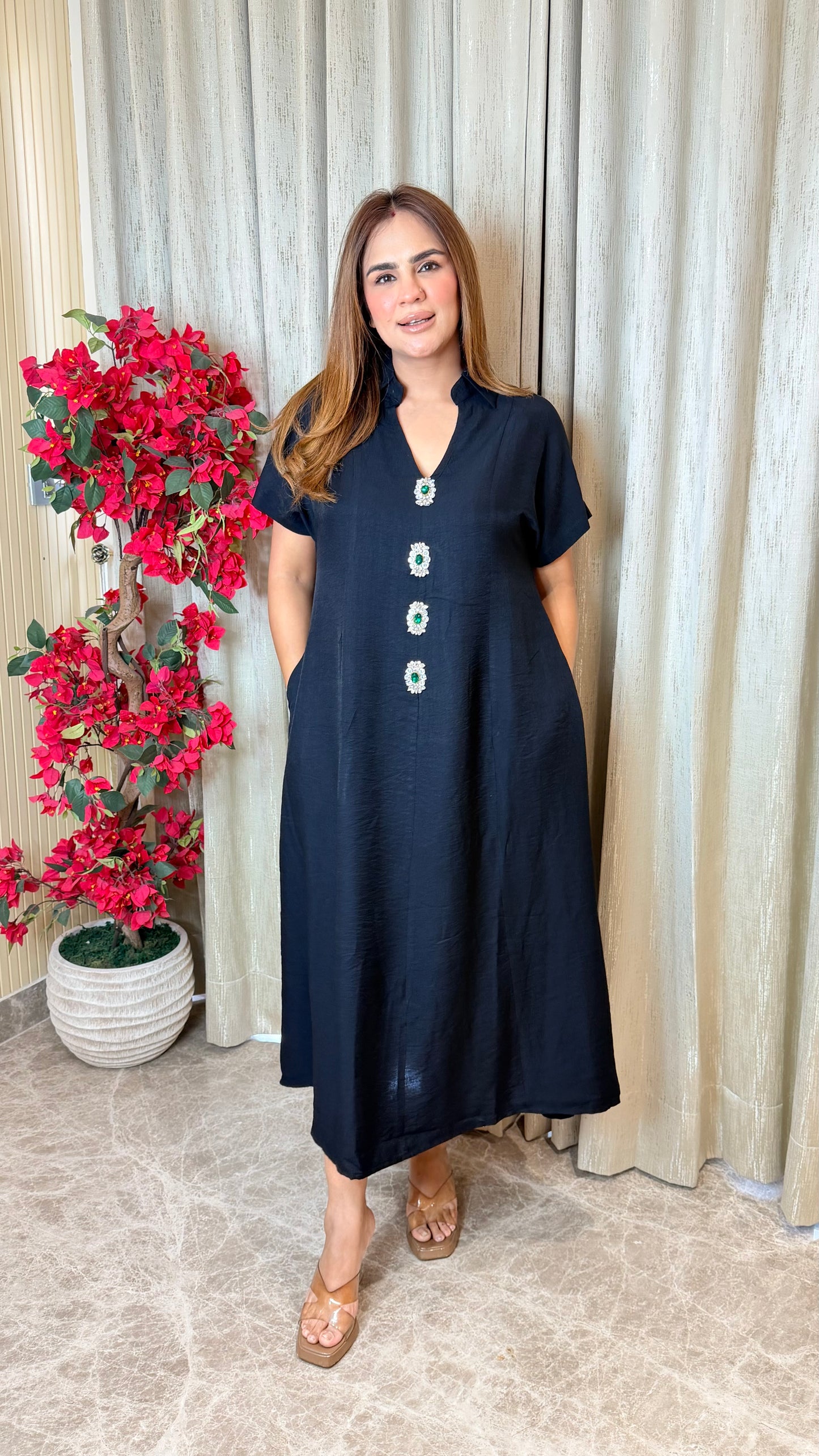 Beautiful V neck long dress PC3488