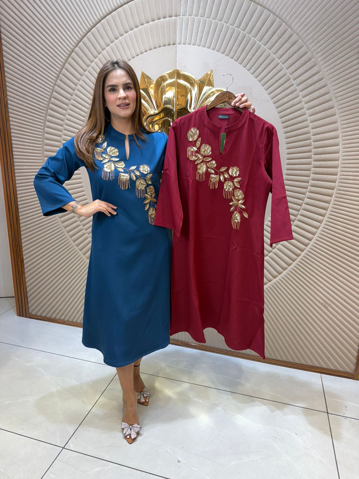 Elegant Partywear  Dress With Flower Design PC2520