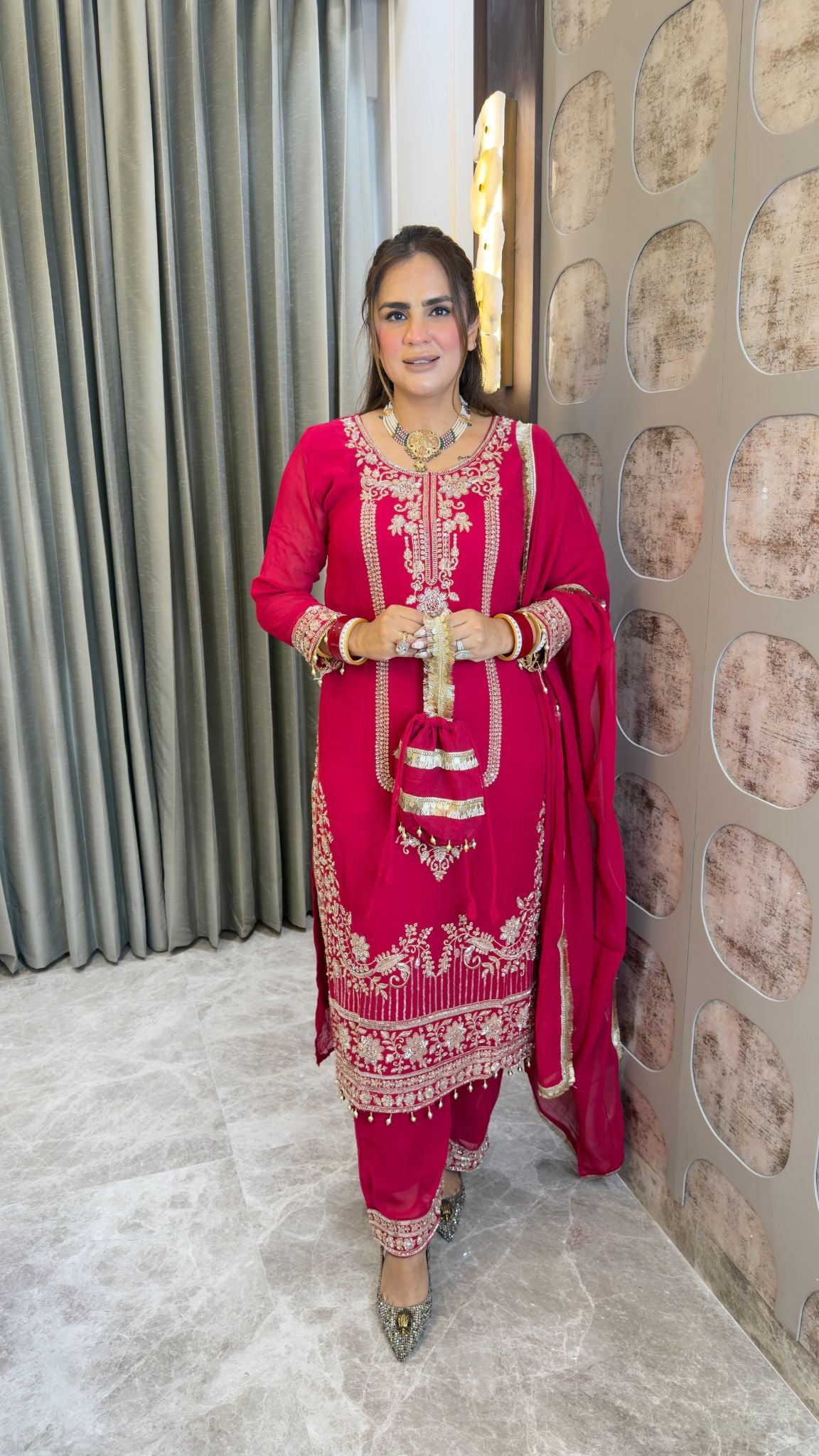 Beautiful ethnic kurta set featuring heavy zari, tilla, and code-sequence embroidery pc3361