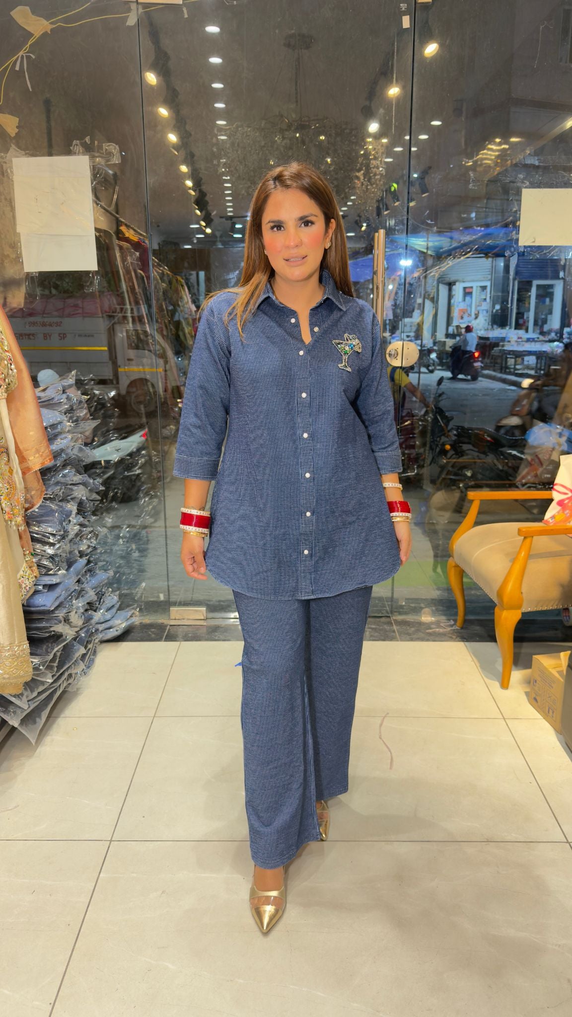 Beautiful denim or chambray co-ord set pc3825