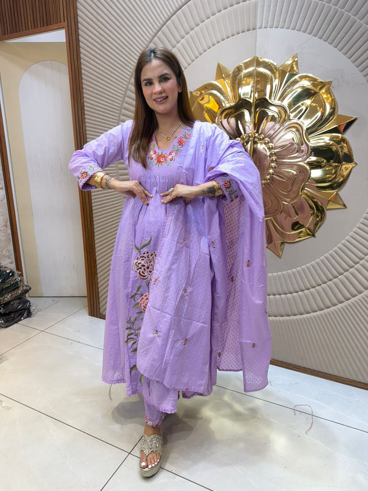 Elegant Long Suit With Threadwork  PC2546