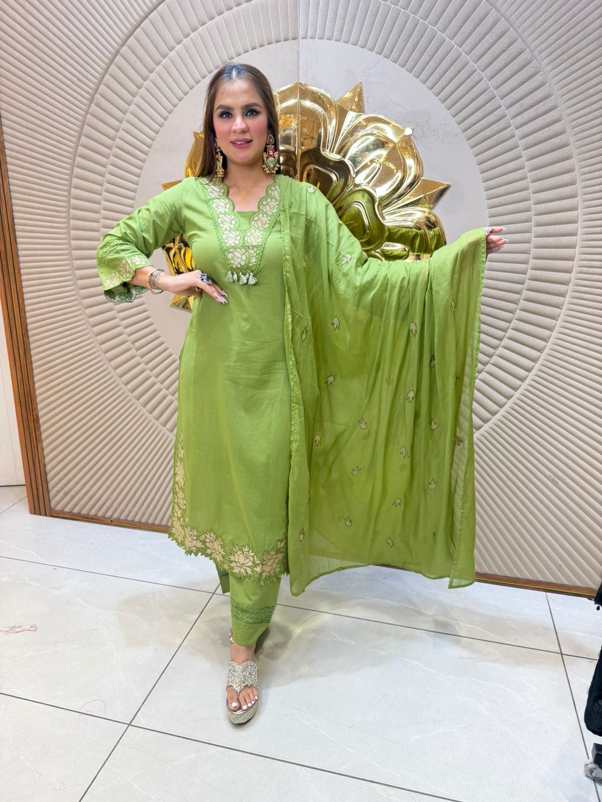 Elegant Suit With Lace Work on Borders PC2554