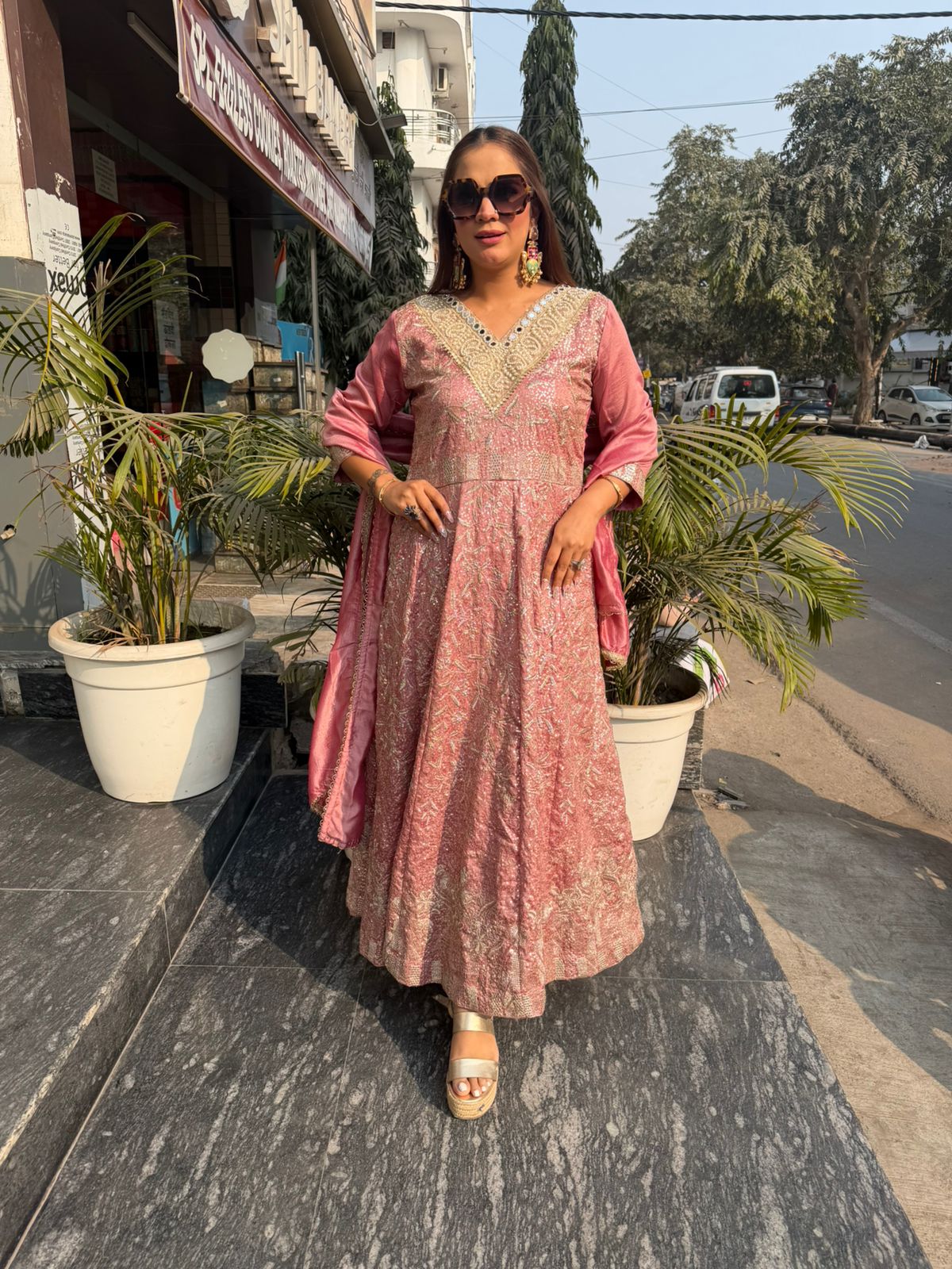 Beautiful Partywear Suit With Threadwork Design PC2547
