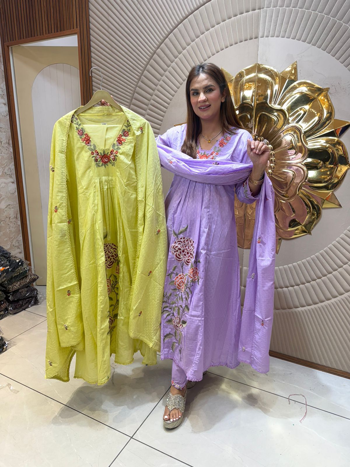 Elegant Long Suit With Threadwork  PC2546