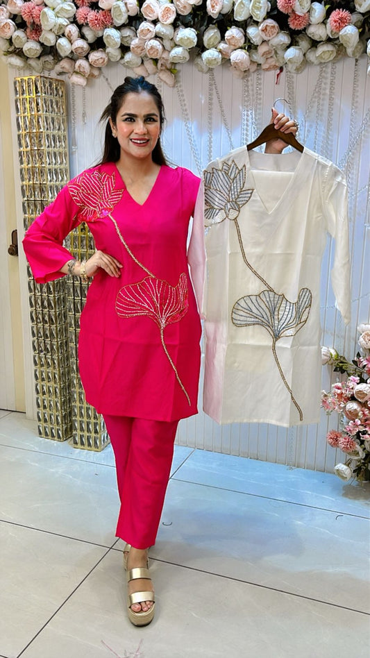 Beautiful Co-Ord Set With Cute Work PC1266