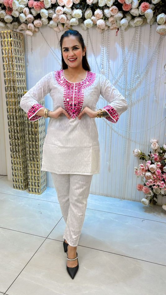 Beautiful Co-Ord Set With Embroidery Work PC1268