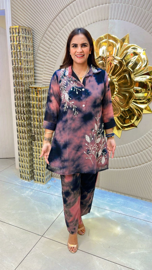 Beautiful Co-Ord Set With Embroidery Work PC1541