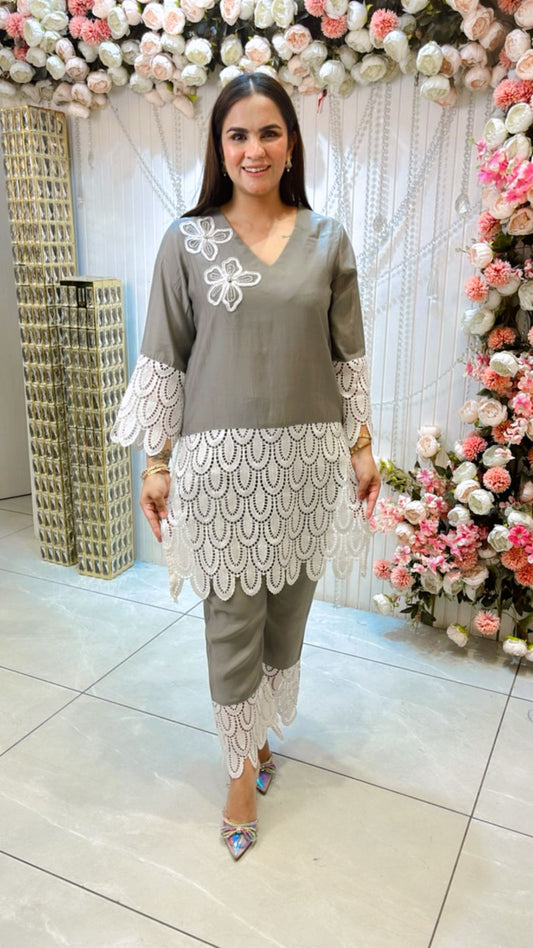 Beautiful Co-Ord Set With Lace Work PC1293