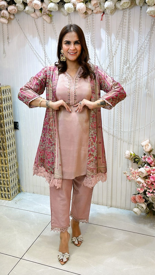 Beautiful Co-Ord Set With Lace Work PC1373
