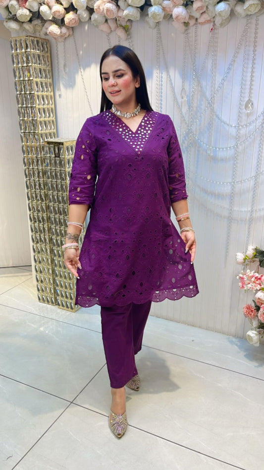 Beautiful Cordset With Mirror Work on Neck PC592