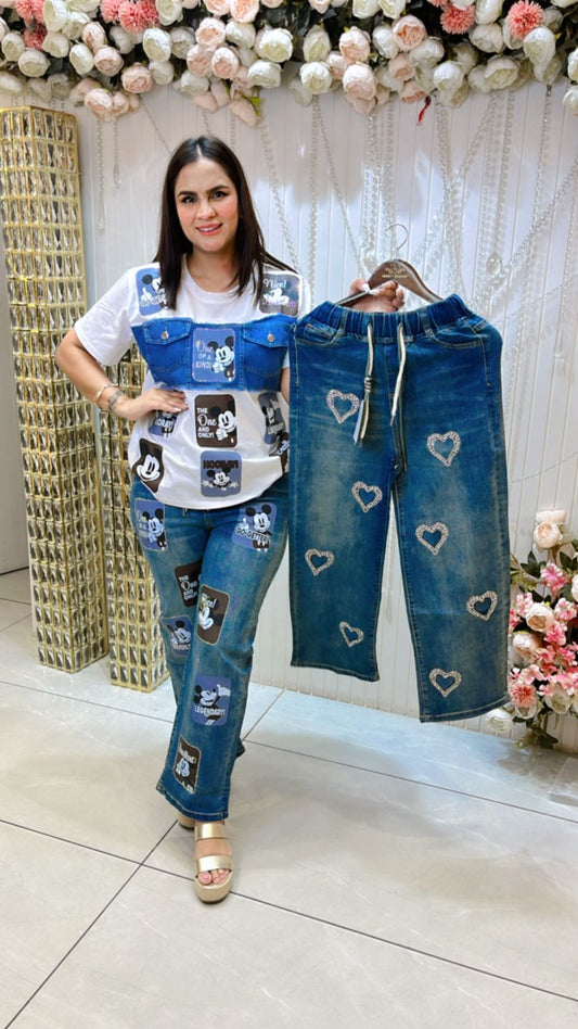 Beautiful Denim Pant With Cute Design PC1059