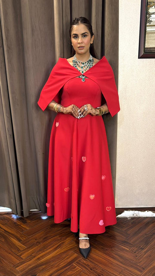 Beautiful Dress With Cape PC1413