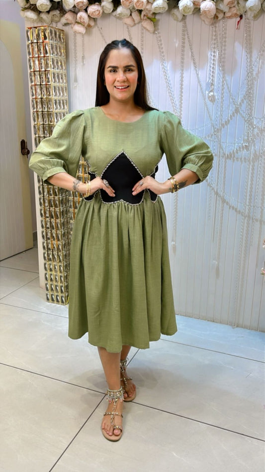 Beautiful Dress With Heart Patch Work PC1183