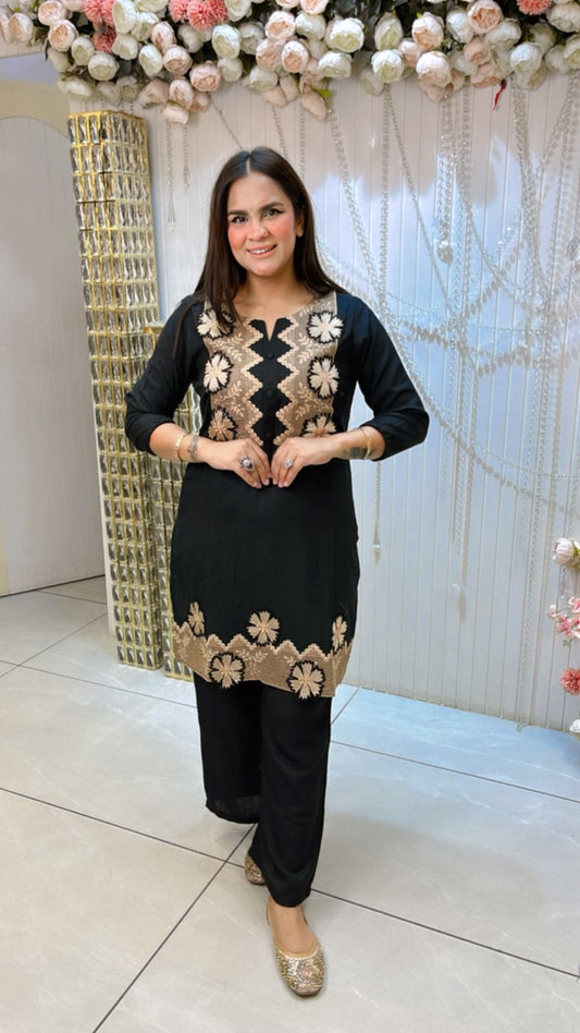 Beautiful Floral Embroidery Co-Ord Set PC1112