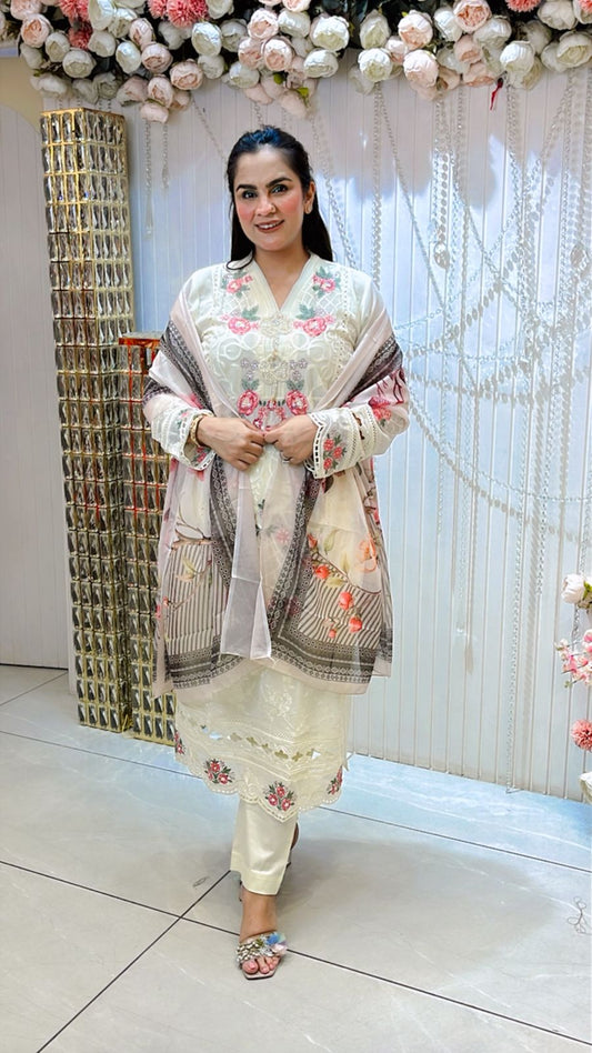Beautiful Floral Embroidery Suit PC1193