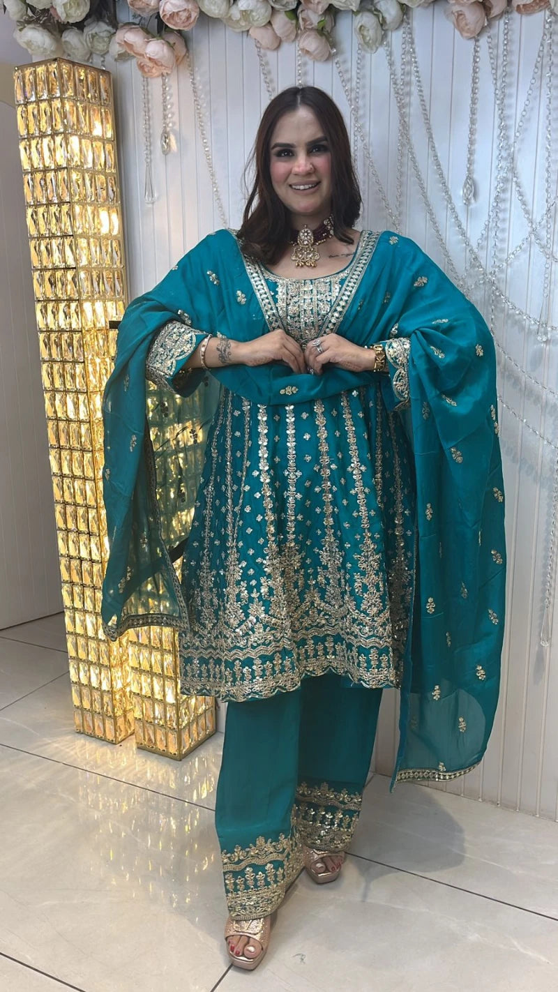 Beautiful Heavy Designer Suit With Fully Work & Linning PC016