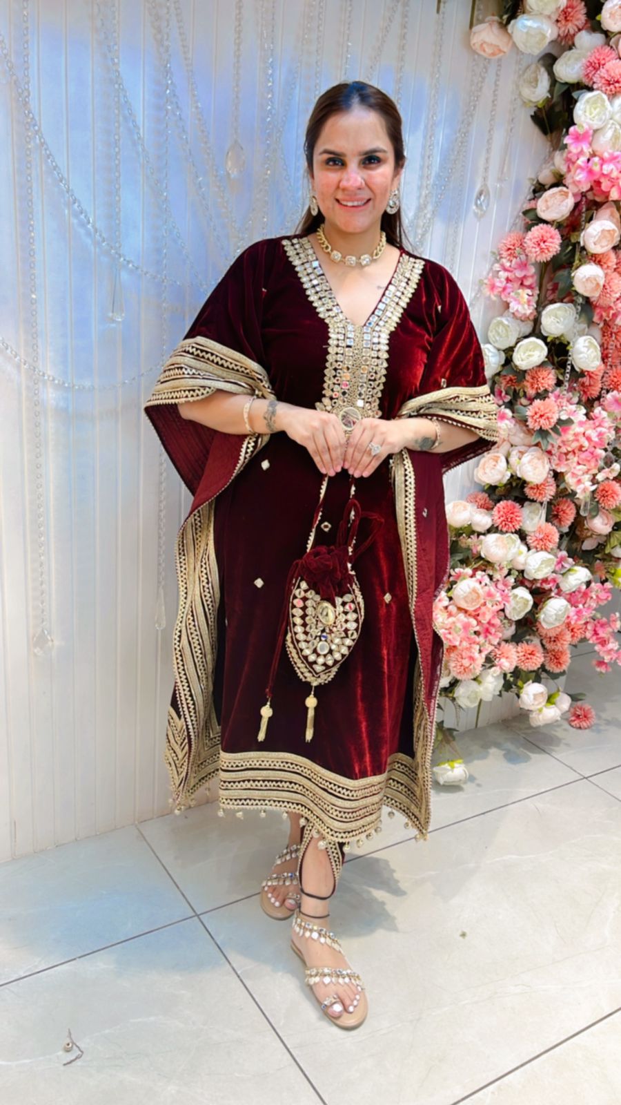 Beautiful Kaaftan Suit With Heavy Work On Neck PC210