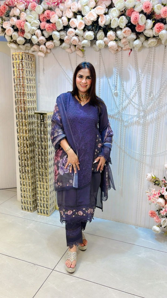 Beautiful Palazzo Suit With Lace Work PC1092