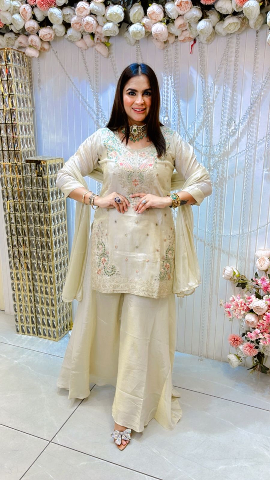 Beautiful Partywear Suit With Front Heavy Work PC1308