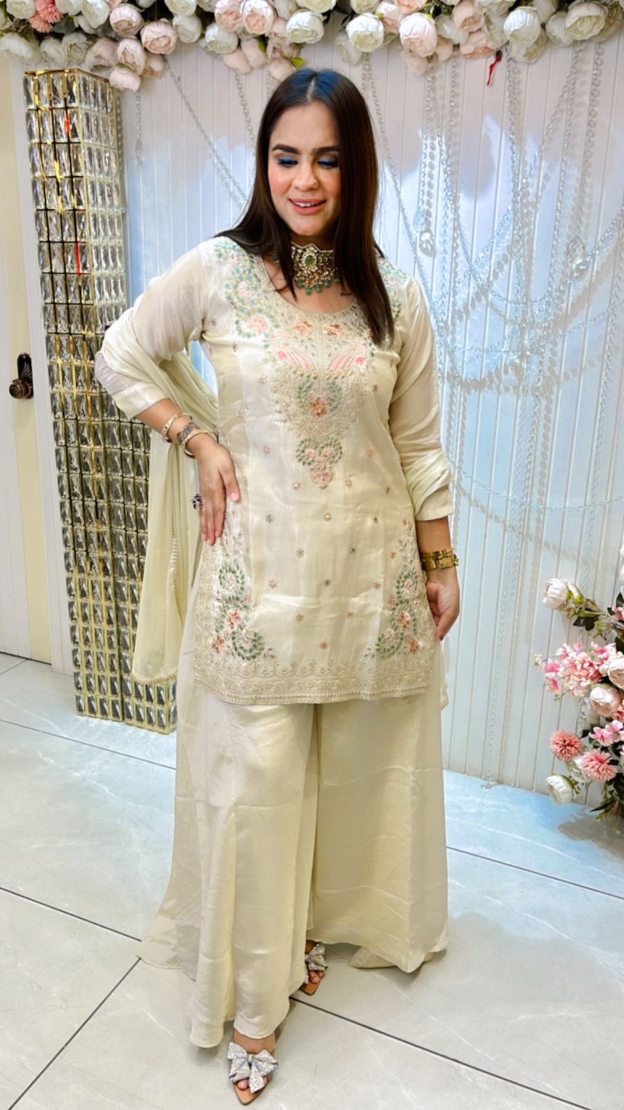 Beautiful Partywear Suit With Front Heavy Work PC1308